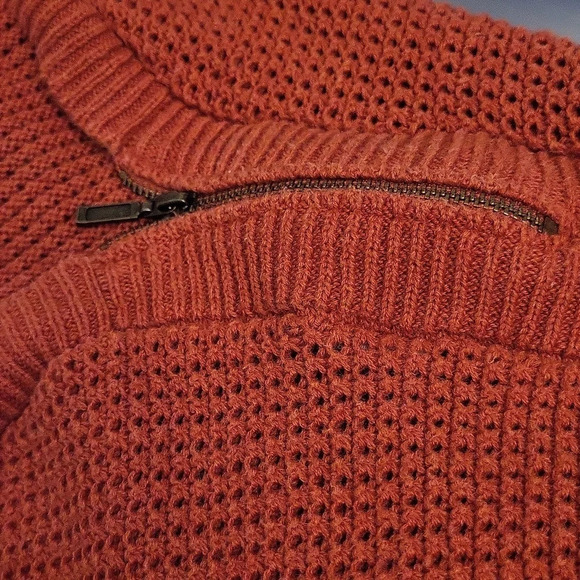 Dakini Waffle Knit Orange Sweater Side Zipper - Picture 5 of 5